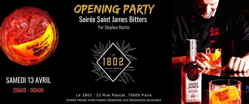 Rhum Fest Paris 2019 : soirée Saint James Bitters au bar 1802